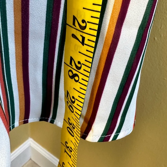 DR2 Women’s Size Medium Striped Button Down V-Neck Long Sleeve Shirt Dress - Picture 10 of 13